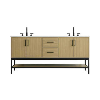 Elegant Kitchen and Bath 72" Double Bathroom Vanity in Honey Brown by Elegant Lighting – 72.00" W x 22.00" H x 20.00" D, Wood, Honey Brown, Model VF60772DMHB