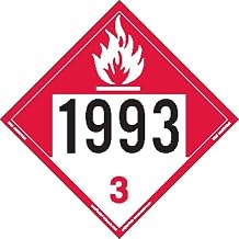 Labelmaster Z-IDM UN 1993 Combustible Liquid Hazmat Placard, Permanent Vinyl (Pack of 25)