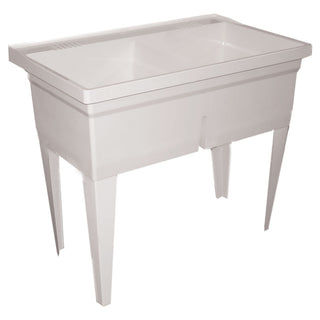 FLTD11 Molded-Stone Double-Bowl Laundry Tub by Fiat – Plastic, Almond, Model FLTD II