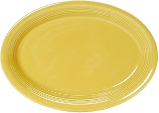 Tuxton China CSH-0962 Platter, 9-3/4" x 7", Oval, Coupe, Microwave and Dishwasher Safe, Oven Proof, Fully Vitrified, Ceramic, Concentrix, Saffron, Pack of 24