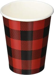 Creative Converting 321827 Buffalo Plaid Cups, 9 oz, Red & Black