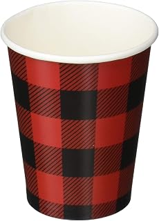 Creative Converting 321827 Buffalo Plaid Cups, 9 oz, Red & Black