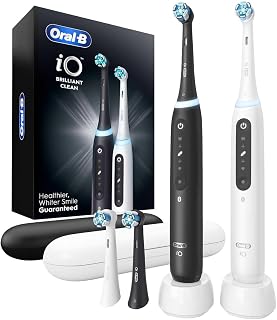 iO 5 Brilliant Clean Electric Toothbrush by Oral-B – 1 Count (Pack of 2), White, Black, Pack of 2, Model 5445445