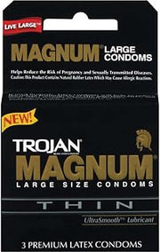 TROJAN Magnum Thin Lubricated Condoms, 3 Count