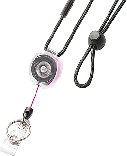 KEY-BAK Sidekick Retractable ID Badge Holder with Lanyard for Healthcare & Office Professionals with Clear Case (Pink)