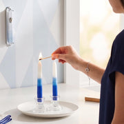 Rite Lite Shabbat Candles, Premium Hand Dipped Wax, Blue and White Tricolor 12 Pack