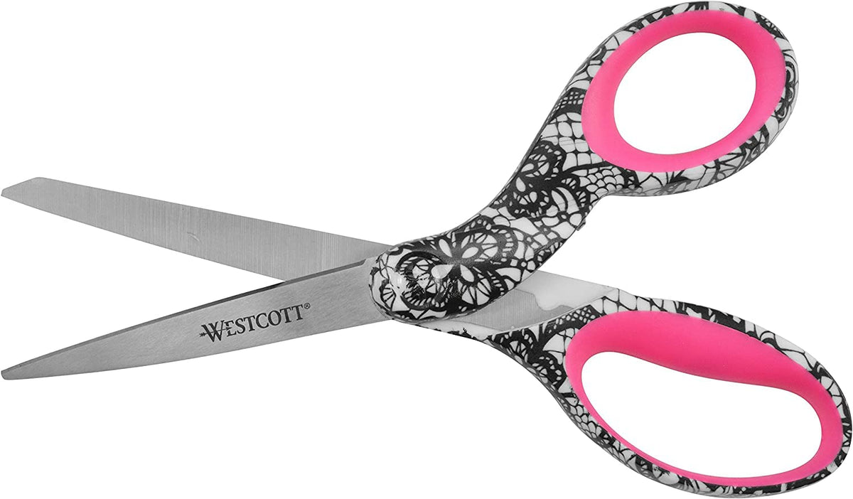 Trendsetter Straight Lace Pattern Scissor by Westcott – 8", Plastic, Multi, Model 16660