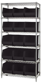 QUANTUM STORAGE SYSTEMS Black / 18L x 11W x 10H / Ultra Stack & Hang Open Storage Bins