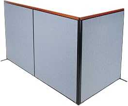 Global Industrial 60-1/4"W x 73-1/2"H Deluxe Freestanding 3-Panel Corner Room Divider, Blue
