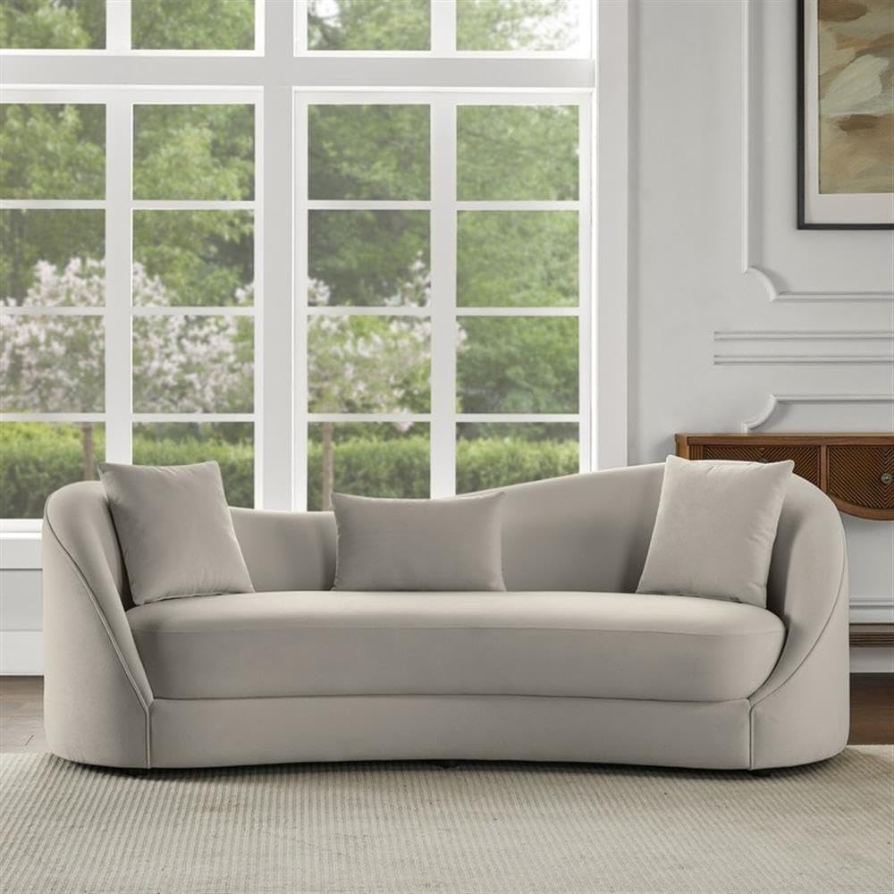 Contemporary Asymmetrical Sofa in Light Gray Fabric by Best Quality Furniture – Fabric, Grey, Model S70-S