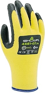 SHOWA 4561 Foam Nitrile Palm Coated Flame and A4 Cut Resistant Safety Glove with Kevlar Liner, 15-Gauge, XX-Large (12 Pair)