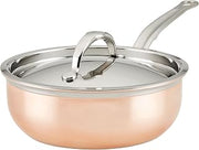Hestan CopperBond Collection - Copper Saucier Pan with Lid, Induction Cooktop Compatible, 2-Quart