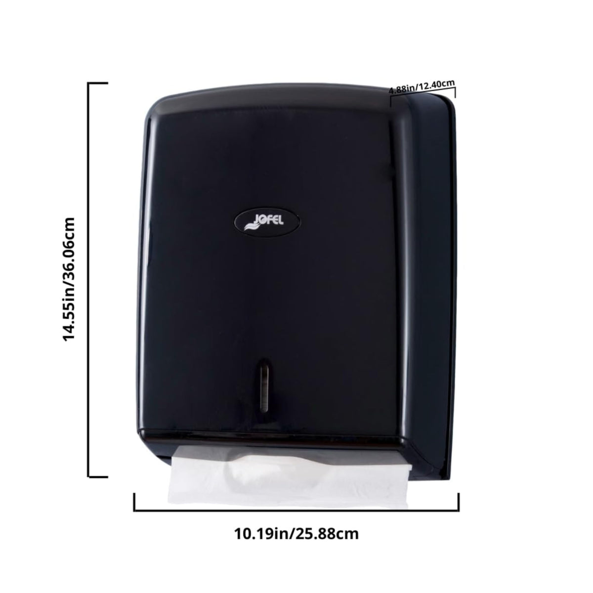 Jofel Valor Paper Towel Dispenser Interfold Towel Dispenser with Viewing Window for Bathroom by San Jamar – Plastic, Black, Model T1600BK