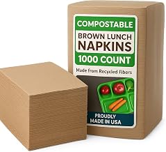 Brown Disposable Paper Napkins (1000 Count), Eco Friendly Tan Napkins Bulk for Restaurants, Dinner Parties and Crafts