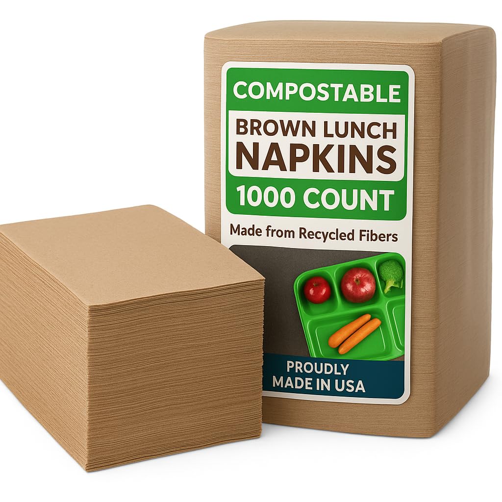 Brown Disposable Paper Napkins (1000 Count) by Stock Your Home – 5.5 inches x 6.5 inches, Paper, brown, Pack of 1000, Model 2393