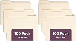 SMEAD File Folders Letter Sized,1/3-Cut Tab,Assorted Positions,Letter Size Manila Folders,100 Per Box (10381),(Pack of 2)