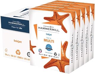 Hammermill Printer Paper, Multipurpose Inkjet Paper 24 lb, 8.5 x 11-96 Bright, Made in the USA, 105050C - 5 Ream (2,500 Sheets)