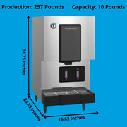 Cubelet Ice and Water Dispenser, Air-Cooled, Hands Free Dispenser, Built in Storage Bin by HOSHIZAKI – 257.0 pounds, Stainless Steel, Model DCM-271BAH-OS