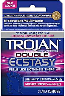 TROJAN Double Ecstasy Male Condoms, 3 Count (Pack of 6)