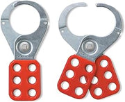 Master Lock 421 Lockout Tagout Hasp with Vinyl-Coated Handle and Extended Jaw, Red, "1-1/2"" Inside Diameter"