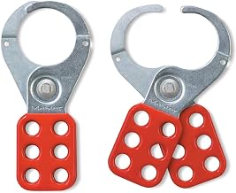 Master Lock 421 Lockout Tagout Hasp with Vinyl-Coated Handle and Extended Jaw, Red, "1-1/2"" Inside Diameter"