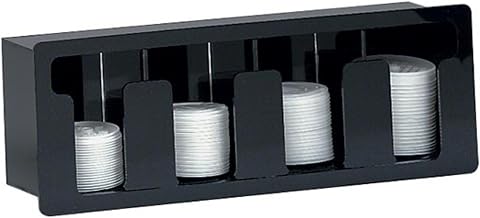 FML-4 Four Section Built-in Lid Organizer Horizontal, 6 oz. to 44 oz. Lids, Black Acrylic, 7-1/4" H x 21" W x 5-3/8" D