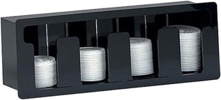 FML-4 Four Section Built-in Lid Organizer Horizontal, 6 oz. to 44 oz. Lids, Black Acrylic, 7-1/4" H x 21" W x 5-3/8" D