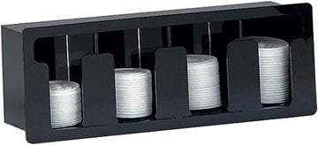 FML-4 Four Section Built-in Lid Organizer Horizontal, 6 oz. to 44 oz. Lids, Black Acrylic, 7-1/4" H x 21" W x 5-3/8" D
