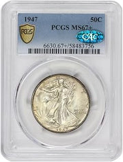 1947 American Silver Walking Liberty Half Dollar MS-67 $0.50 PCGS/CAC MS67+