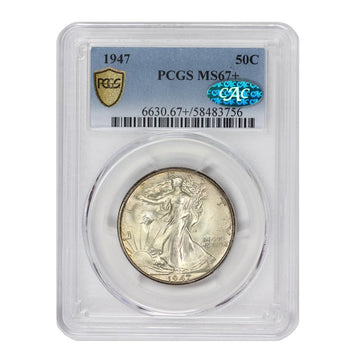 1947 American Silver Walking Liberty Half Dollar MS-67 $0.50 PCGS/CAC MS67+ by MINT STATE GOLD – Silver