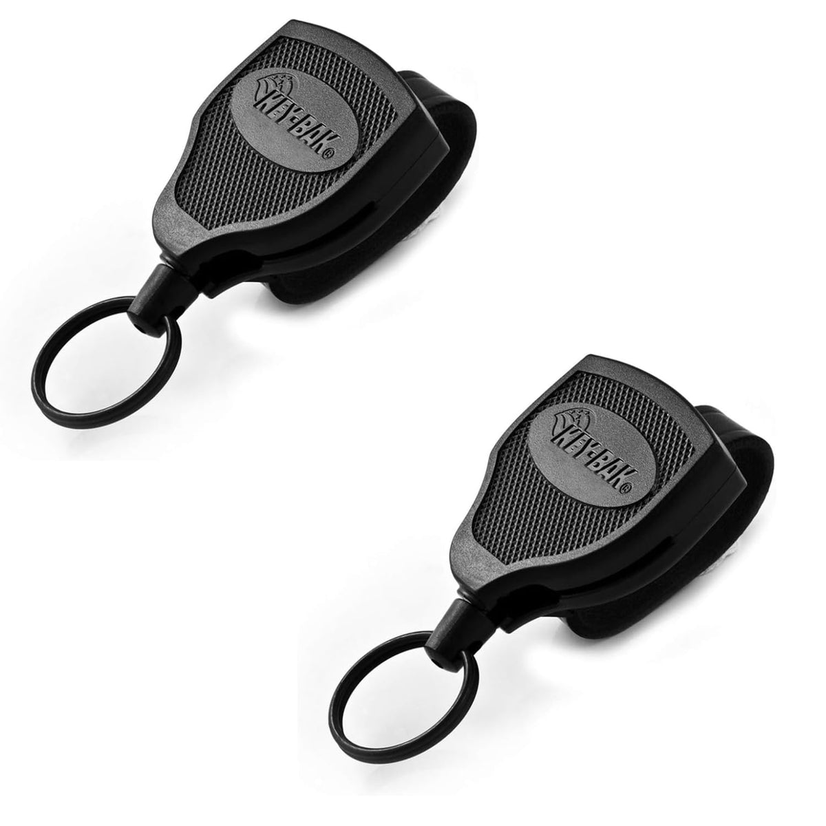 SUPER48 Locking Retractable Keychain by KEY-BAK – 2.25 inch x 2.75 inches x .75 inches, Polycarbonate, Black, Pack of 2, Model 0S48-114-2POLY
