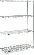 Nexel 4 Tier Wire Shelving Add-On Unit, Stainless Steel, 24"W x 18"D x 63"H