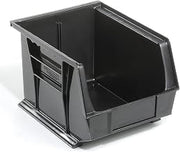 Global Industrial Plastic Stacking Bin 8-1/4 x 10-3/4 x 7, Black, Lot of 6