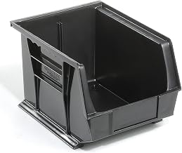 Global Industrial Plastic Stacking Bin 8-1/4 x 10-3/4 x 7, Black, Lot of 6