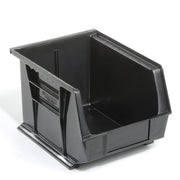 Plastic Stacking Bin 8-1/4 x 10-3/4 x by Global Industrial – 10.75"L x 8.25"W x 7"H, Plastic, Black, Pack of 6, Model QUS239BK