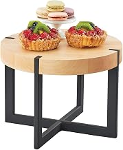 Round Maple Riser – 12DIA x 9H – Maple Top with Black Painted Metal Base