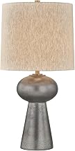 Troy Lighting McAlpine Table Lamp | Ancient Bronze Ceramic Base | Natural Linen Shade | Artisanal Modern Accent Lamp | Patina Brass Hardware | 14" W x 27.5" H | PTL3028-PBR/CTZ