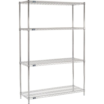 ESD, 5 Tier, Wire Shelving Starter Unit, 72" W x 24" D x 74" H by Nexel – Alloy Steel, Chrome, Model 24727ESD5