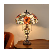 CH3T617OF16-DT3 Double Lit Table Lamp by Chloe Lighting – exact color of each glass piece may vary due to handcrafted nature