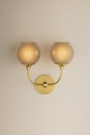 Mitzi Daya 2-Light Wall Sconce | Vogue Style | Aged Brass Finish | Made of Steel & Glass | Damp-Rated for Bathroom Use | 13.75" W x 12.5" H Profile | -AGB by MITZI HUDSON VALLEY