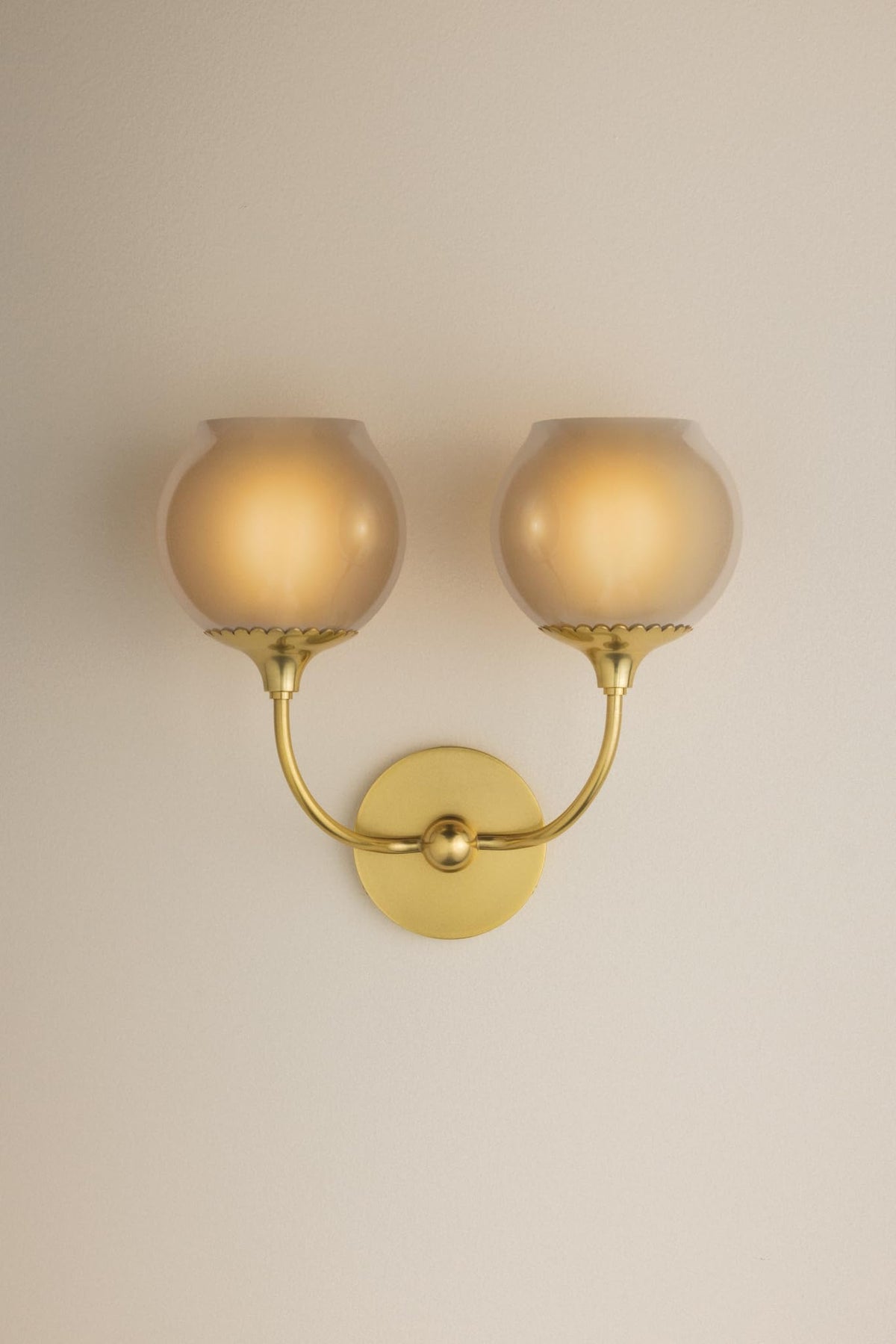 Mitzi Daya 2-Light Wall Sconce | Vogue Style | Aged Brass Finish | Made of Steel & Glass | Damp-Rated for Bathroom Use | 13.75" W x 12.5" H Profile | -AGB by MITZI HUDSON VALLEY