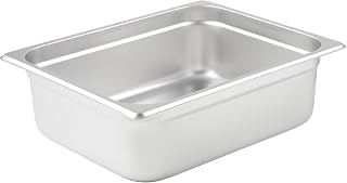 Winco Half Size Silver Metal Steam Pan, 4" (Set of 24)