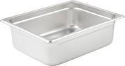 Winco 9.3 qt Half Size Silver Stainless Steel Steam Pan | Dishwasher safe, Anti-jam design prevents sticking, Foodservice, Great for Steam Tables, Buffets and Food Preparation