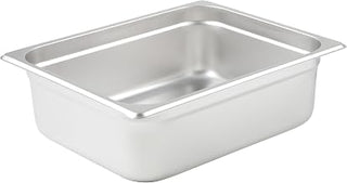 Winco 4-Inch Anti-Jamming Steam Pan, Half, 24-Gauge | Dishwasher safe, Anti-jamming, Stacking lugs, Heavy-duty, Reinforced corners, NSF certified, Great for Buffets and Catering