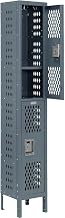 Global Industrial Infinity 2-Tier 2 Door Ventilated Locker,12" Wx18 Dx36 H, Unassembled