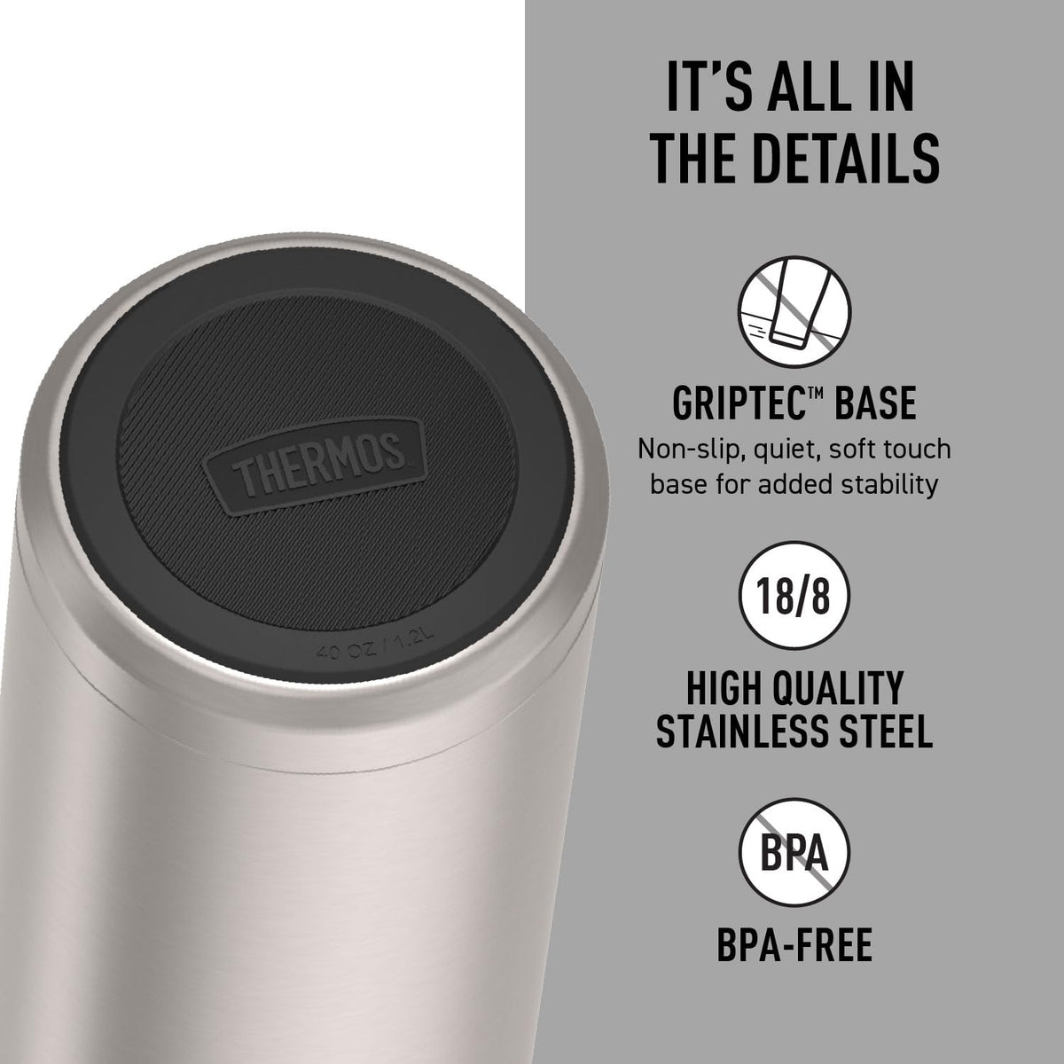 THERMOS 40 Ounces / Matte Stainless Steel / Classic Thermoses