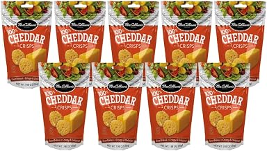 Mrs. Cubbison's Cheese Crisps | Cheddar Flavor | 1.98 Ounce, Pack of 9 | 100% Real Cheese | Keto Friendly | Great for Snacking and Salad Topper