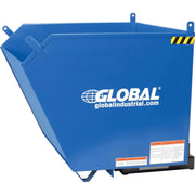 1 Cubic Yard Low-Profile Self-Dumping Forklift Hopper by Global Industrial – 51.25"L x 51"W x 28.19"H, 1.0 cubic_yards, Alloy Steel, Blue & Black, Model 989029