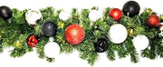 9 ft. Pre-Lit LED Blended Pine Decorated with The Modern Ornament Collection Garland Warm White