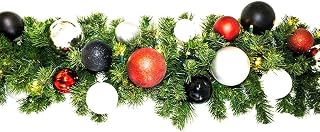 9 ft. Pre-Lit LED Blended Pine Decorated with The Modern Ornament Collection Garland Warm White